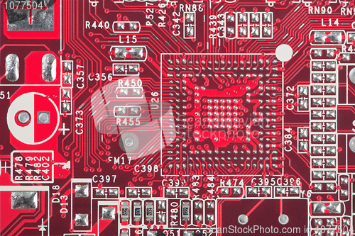 Image of Background from red circuit board close up