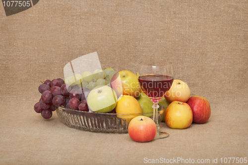 Image of Classical still-life with fruit and a glass