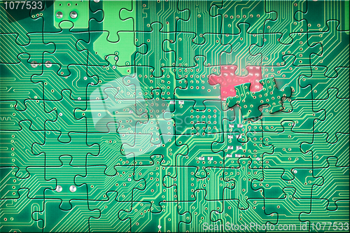 Image of Green electronic circuit puzzle background