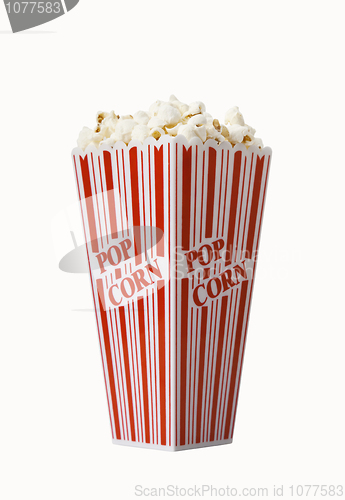 Image of Box with fresh Popcorn isolated
