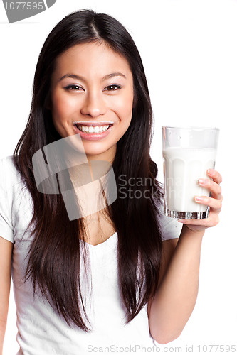 Image of Asian woman with milk