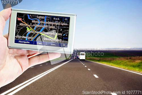 Image of  gps in a man hand.