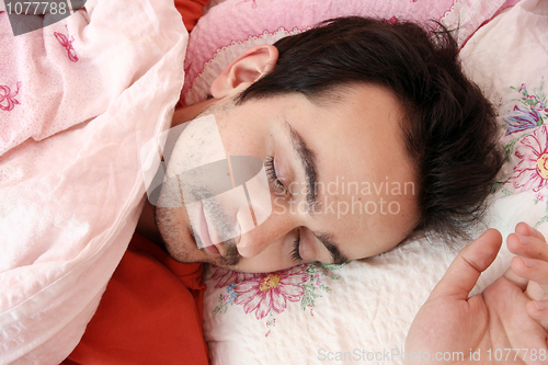 Image of Portrait of a young man sleeping.