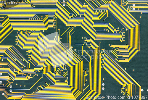 Image of Electronic circuit board tech green background