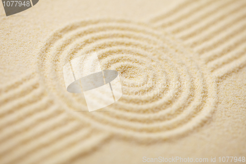 Image of Circle drawn on sand of Japanese rock-garden