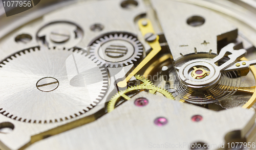 Image of Tiny clockwork photographed close up