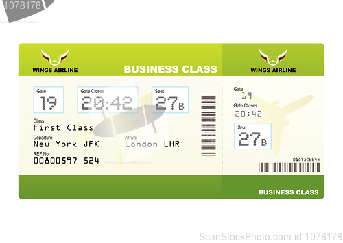 Image of plane tickets business class green