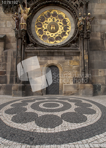 Image of Street surface in front of Prague's Clock tower.