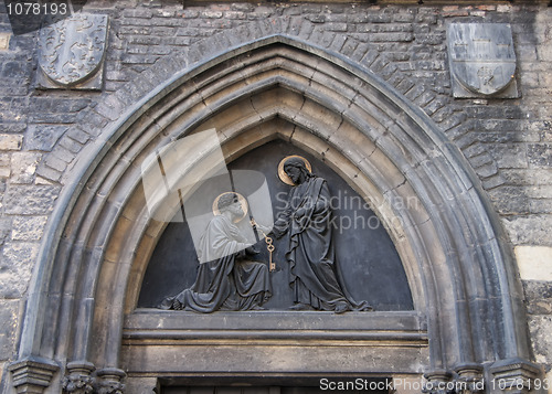 Image of Decoration above entrance of St. Peter's Church in Prague.