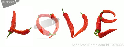 Image of Love text composed of chili peppers