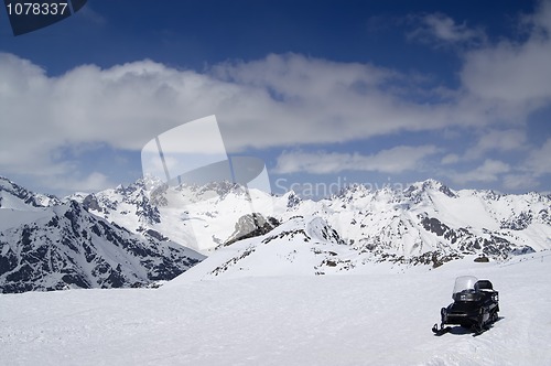 Image of Snowmobile on ski slope