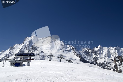 Image of Station of ropeway. Ski resort.