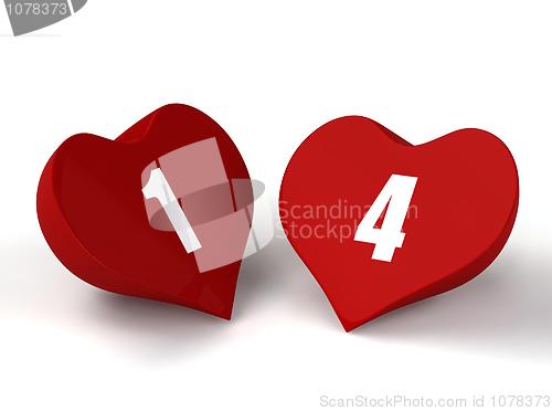 Image of Two valentine red hearts