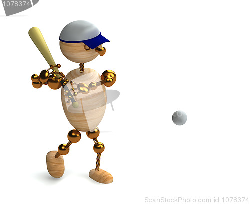 Image of wood man baseball player