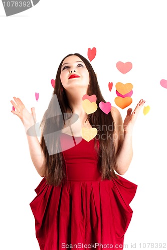 Image of woman in red on Valentine's day