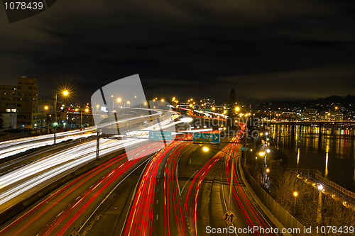 Image of Freeway Light Trails in Portland Oregon