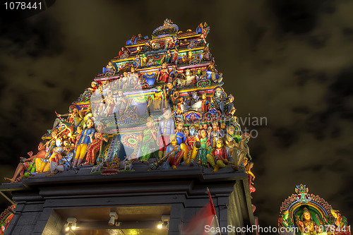 Image of Sri Mariamman Hindu Temple Singapore at Night