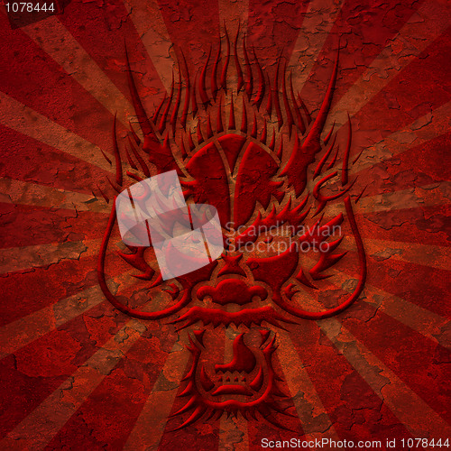 Image of Asian Dragon Head with Grunge Texture
