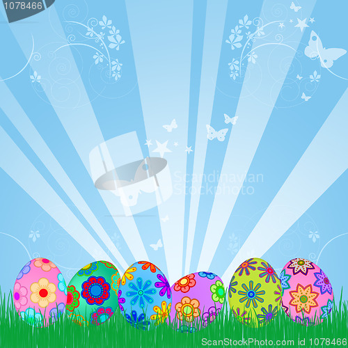 Image of Easter Eggs Hunt with Colorful Floral Design