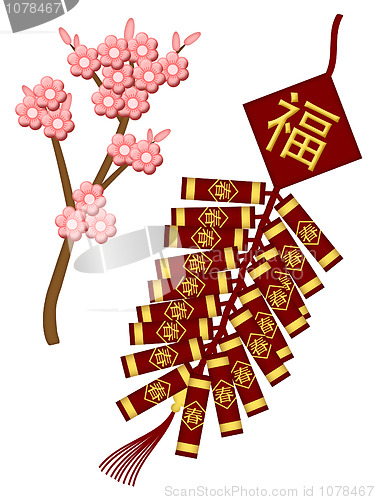 Image of Chinese New Year Firecrackers with Spring Flowers