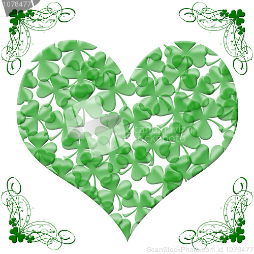 Image of Happy St Patricks Day Heart of Shamrock Leaves