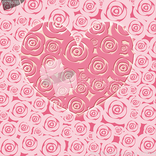 Image of Happy Valentines Day Heart with Pink Roses