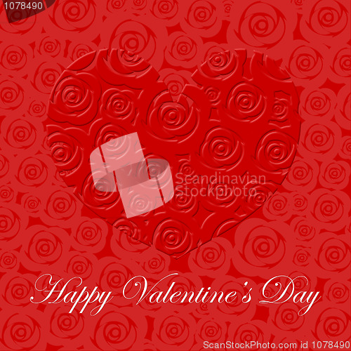 Image of Happy Valentines Day Heart with Red Roses