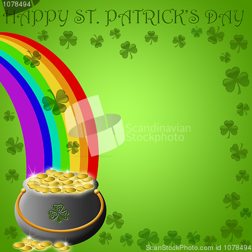 Image of Happy St Patricks Day Pot of Gold End of Rainbow