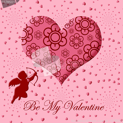 Image of Valentine's Day Cupid with Bow and Arrow Pink Heart