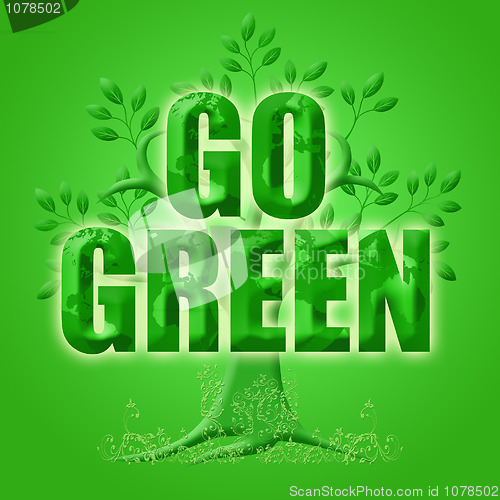 Image of Go Green with Eco Tree and Planet