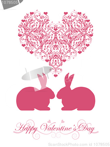 Image of Happy Valentines Day Honeysuckle Pink  Bunny Rabbit