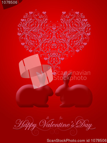 Image of Happy Valentines Day Honeysuckle Red Bunny Rabbit