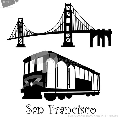 Image of San Francisco Golden Gate Bridge and Cable Car Trolley