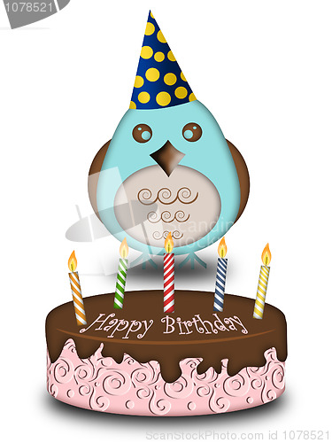 Image of Happy Birthday Blue Bird with Cake Candles Hat