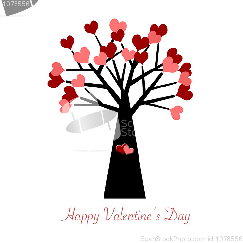 Image of Valentines Day Tree with Red and Pink Hearts