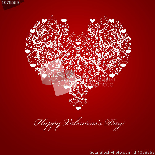 Image of Happy Valentines Day Embossed Leaf Vine Hearts Motif