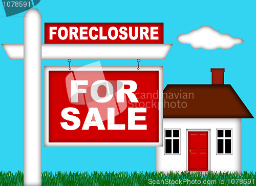 Image of Real Estate Home Foreclosure with For Sale Sign