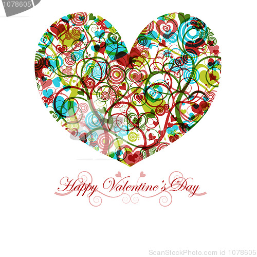 Image of Happy Valentines Day Heart with Colorful Swirls