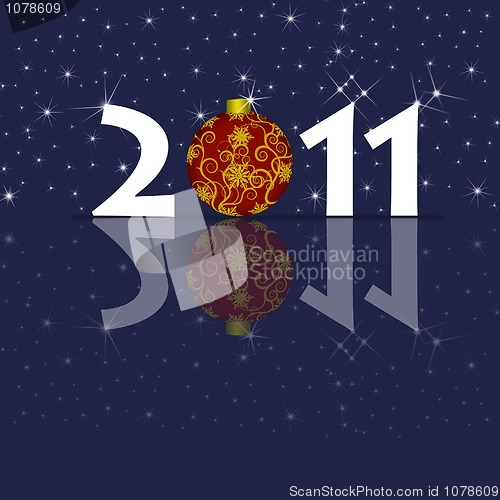Image of Happy New Year 2011 Ornament and Sparkles Blue