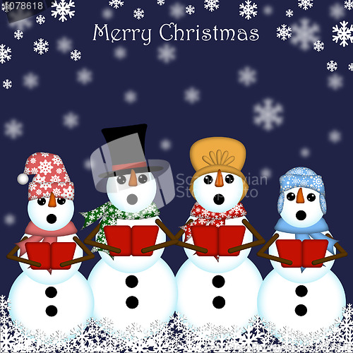 Image of Christmas Snowman Carolers Singing