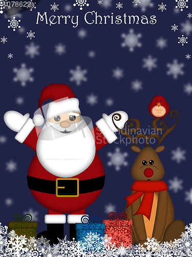 Image of Christmas Santa Claus and Red-Nosed Reindeer