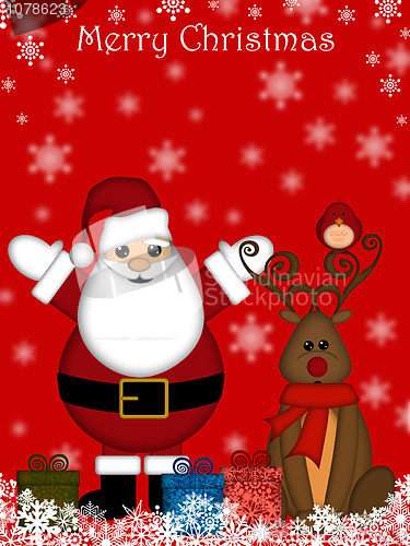 Image of Christmas Santa Claus and Red-Nosed Reindeer