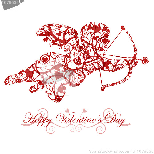 Image of Valentine's Day Cupid with Bow and Heart Arrow