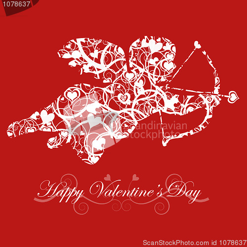 Image of Valentine's Day Cupid with Bow and Heart Arrow Red