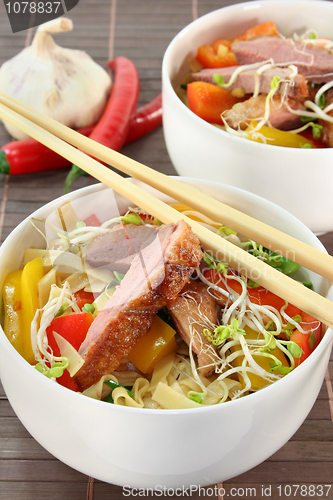 Image of Duck breast with fried noodles