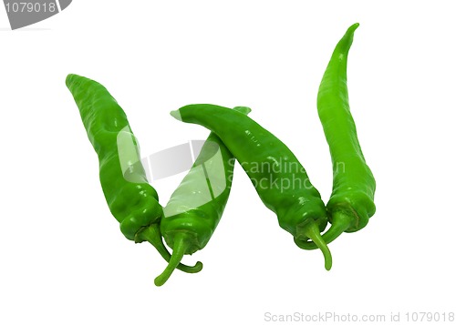 Image of Letter W composed of green peppers