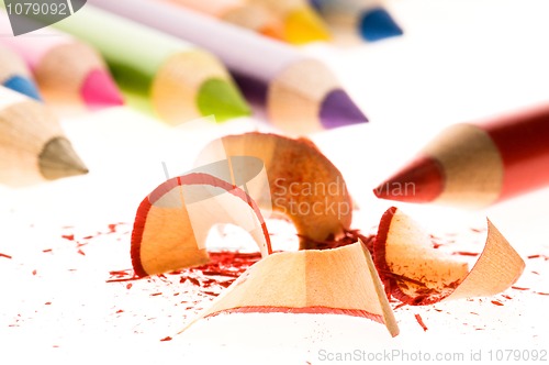 Image of Sharpened pencils and wood shavings
