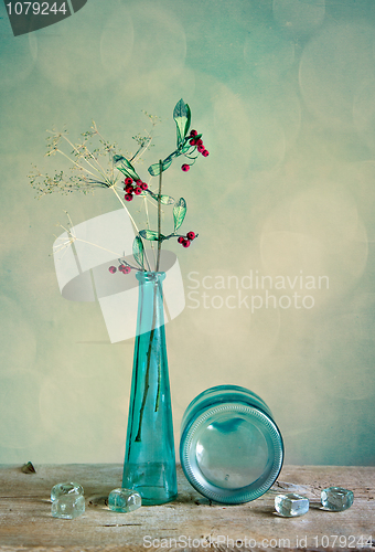 Image of Glass Vase with red berries