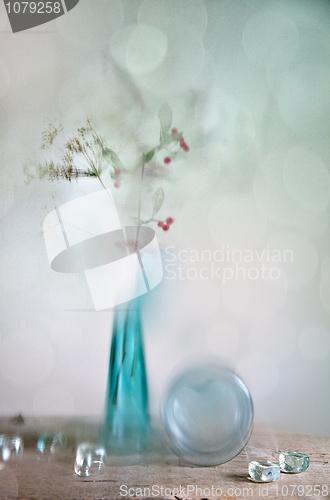 Image of Glass Vase with red berries