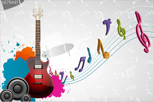 Image of guitar with musical notes